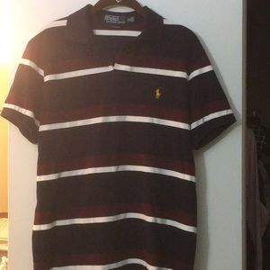 Navy and deep red striped Polo